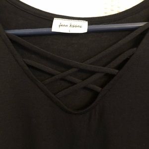 Soft Cotton Cold Shoulder T w/ Detailed Neckline